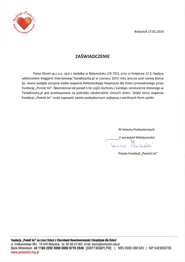 Współpraca TaniaKsiazka.pl z Fundacją