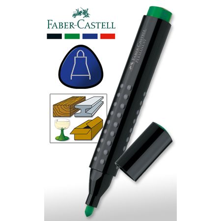 Faber-castell grip marker permanent, round tip, Green 150463 (4005401504634)